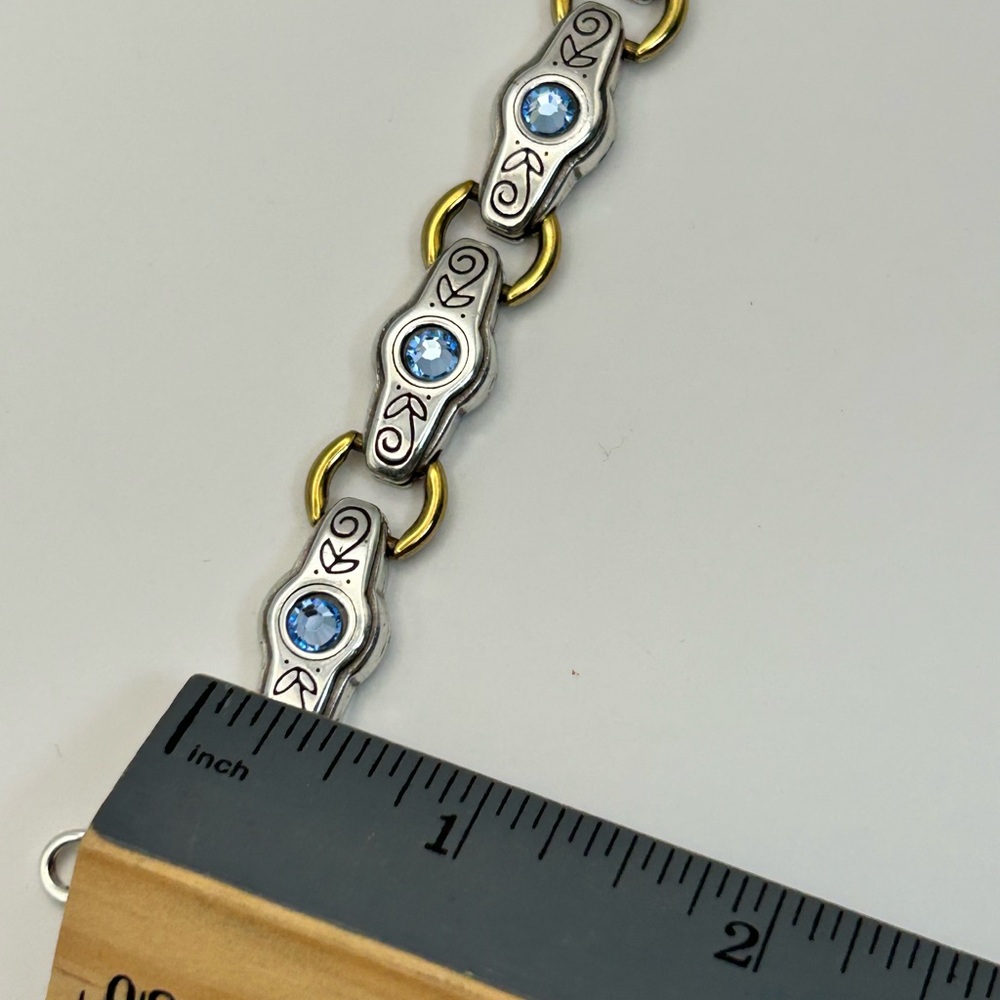 Brighton Celestial Blue Bracelet & Earrings Set Blue Crystals Two-tone Links - Picture 12 of 13